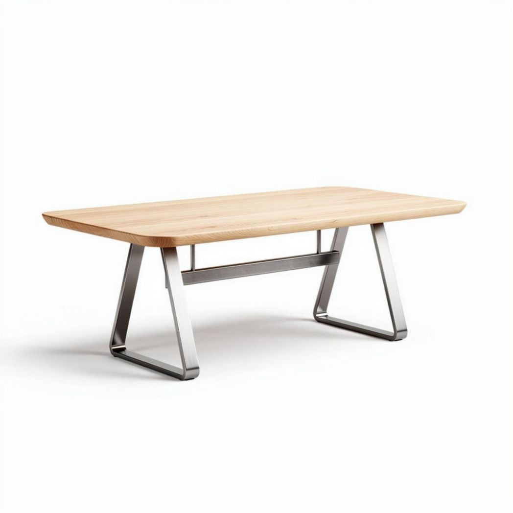 Wooden tabletop dining table with metal frame 180 x 90 x 75cm