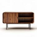 Wooden sideboard with sliding doors and open storage 120 x 40 x 60cm