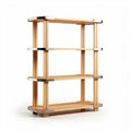 Wooden bookshelf with metal accents for living room storage 120 x 40 x 180cm