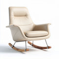 Leather rocking chair with wooden base and minimalist design 80 x 80 x 90cm