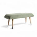 Upholstered bench with wooden legs in green fabric 120 x 40 x 45cm