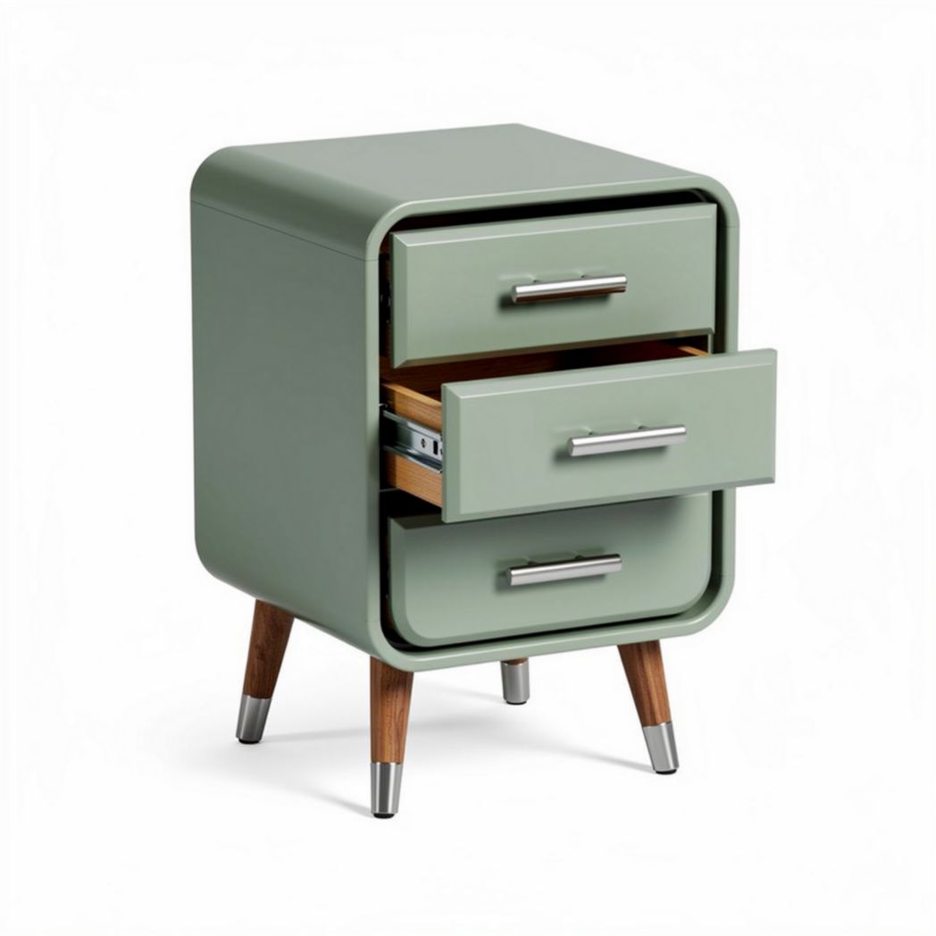 Pink nightstand with two drawers and gold metal legs 45 x 40 x 50cm